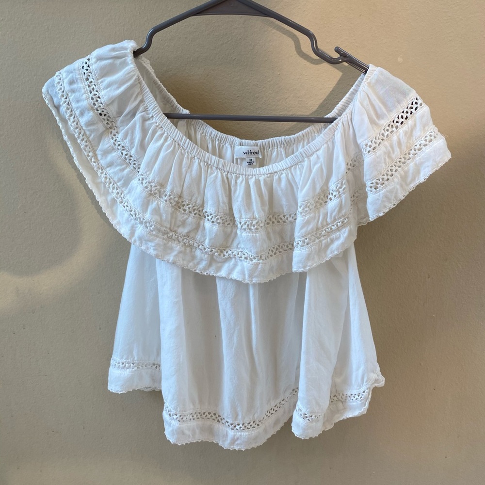 White Wilfred XS off the shoulder top